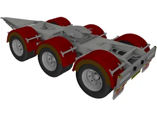 Tri-Axle Dolly 1540 Axle Centers 3D Model preview