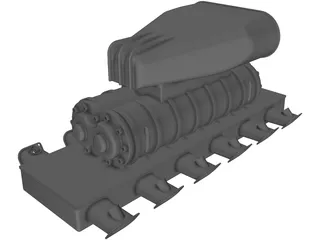 Intake Manifold with Supercharger 3D Model preview