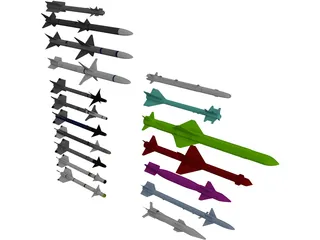 Aerial Launched Missiles Pack 3D Model preview
