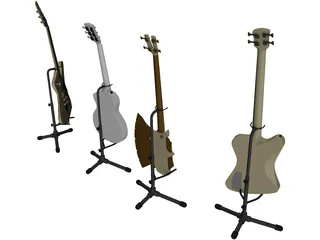 Electric Guitars Collection 3D Model preview