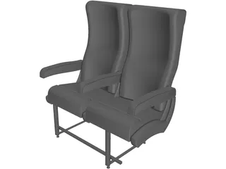 Commercial Jet Seat 3D Model preview