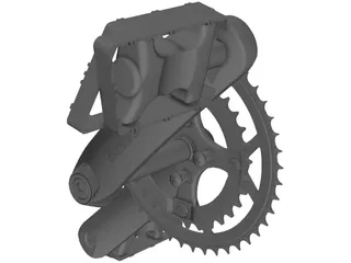 Crankset and Pedals 3D Model preview