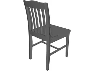 Old American School Chair 3D Model preview