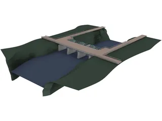 Large Scale Dam 3D Model preview