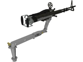M60 7.62mm Machine Gun and Arm 3D Model preview