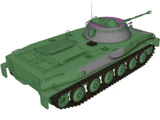 PT-76 Amphibious Tank 3D Model preview