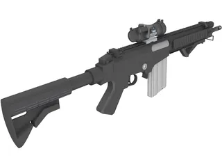 FN FAL Custom Rifle with Aimpoint Scope 3D Model preview