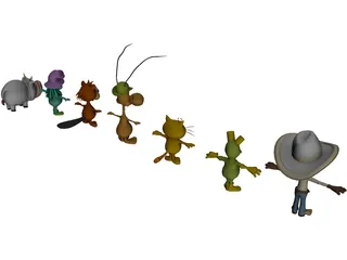 Cartoon Characters Collection 3D Model preview