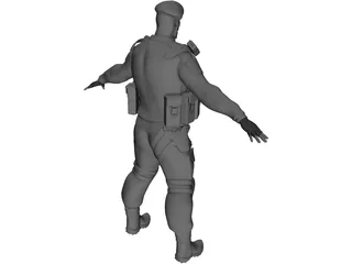 Soldier Black Beret 3D Model preview