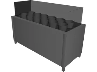 Frozen Yogurt Topping Fridge Display 3D Model preview
