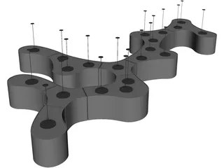 Vibia Ameba Pendant Modular Light 3D Model preview
