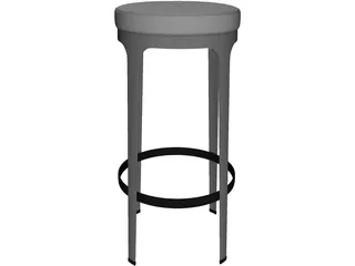 High Metal Barstool 3D Model preview