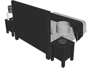 Double Bed 3D Model preview