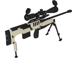 .338 Lapua Magnum Bullpup 3D Model preview