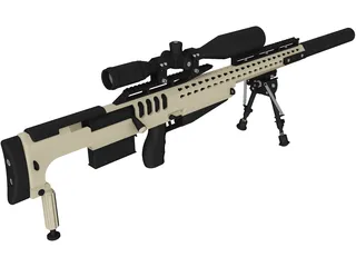.338 Lapua Magnum Bullpup SD 3D Model preview