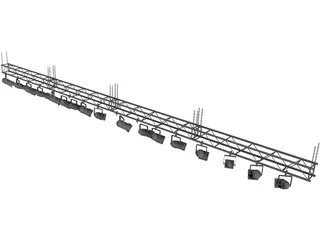 Truss with Stage Ligths and Chains 3D Model preview