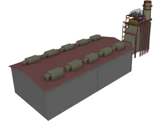 Gas Power Plant 3D Model preview