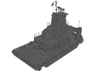 River Tug Boat 3D Model preview