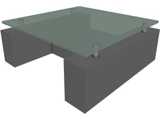 Coffee Table with Glass 3D Model preview