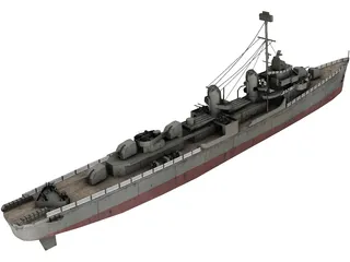 Fletcher Class Destroyer 3D Model preview