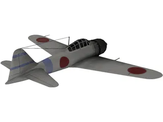 A6M Zero Navy Camo 3D Model preview