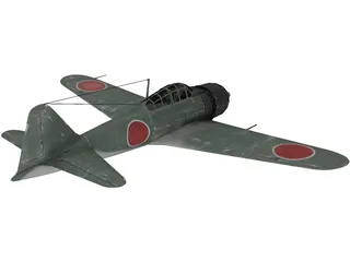 A6M Zero Ground Camo 3D Model preview