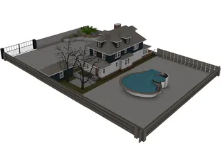 Two-Bedroom House 3D Model preview
