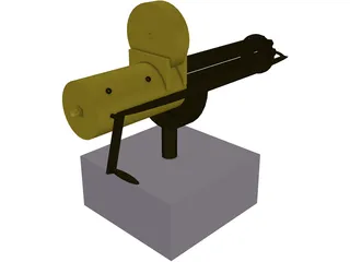 Gatling Gun Hand-Crank 3D Model preview