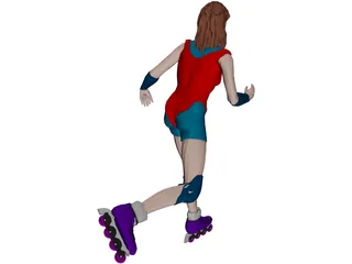 Woman with Scates 3D Model preview