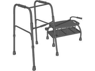 Walker Cane and Bath Chair 3D Model preview