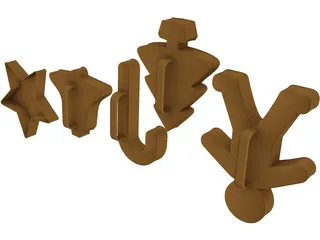 Xmas Cookie Cutters 3D Model preview
