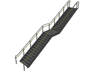 Stair with Glass Rail 3D Model preview