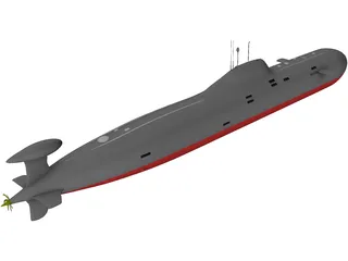 Soviet Akula Attack Submarine 3D Model preview