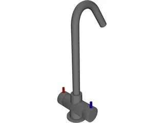 Modern Kitchen Faucet 3D Model preview