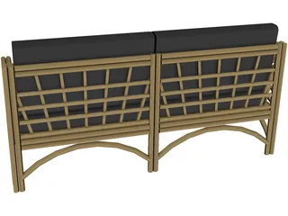 Sofa Bambu and Rattan 3D Model preview