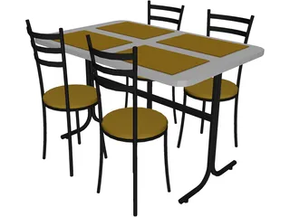 Table And Chairs Snack Bar 3D Model preview