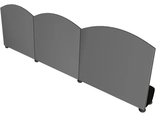 Booth 3 Panel Princeton 3D Model preview