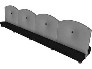 Booth 4 Panel Double Princeton 3D Model preview