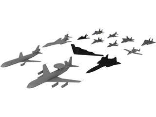 Airplanes Set 3D Model preview