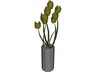Tulips In Vase 3D Model preview
