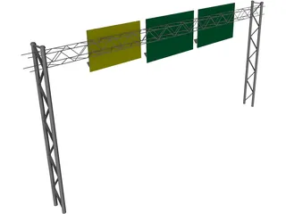 Highway Truss with Signs 3D Model preview