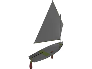 Dingy Sail Boat 3D Model preview