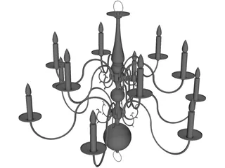 Colonial Chandelier 3D Model preview