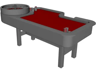 Gambling Roulette Table 3D Model preview