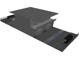 Pit Lane Boxes 3D Model preview