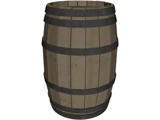 Wooden Barrel 3D Model preview