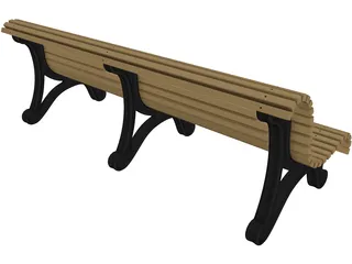 Garden Bench 3D Model preview