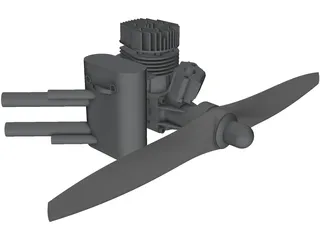 SuperTigre 2000 25cc RC Engine 3D Model preview