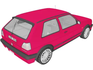 Volkswagen Golf Mk2 GTI Typ 19E (1989) 3D Model preview