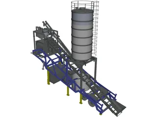 Mobile Concrete Batching Plant Mixer 3D Model preview